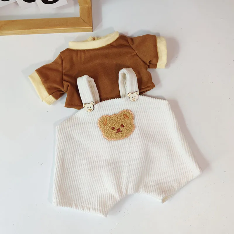 Brown T-Shirt White Overalls Set of Two