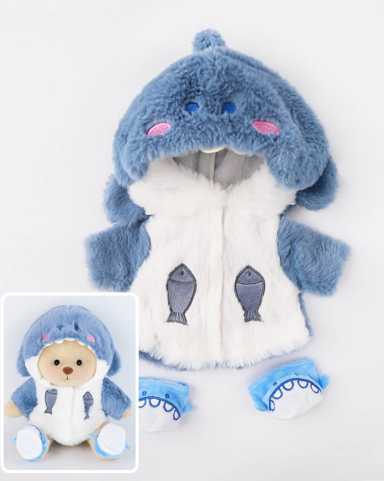 Blue Fluffy Shark Coat(Outfit Only) | Teddy Bear Clothes-Getahug