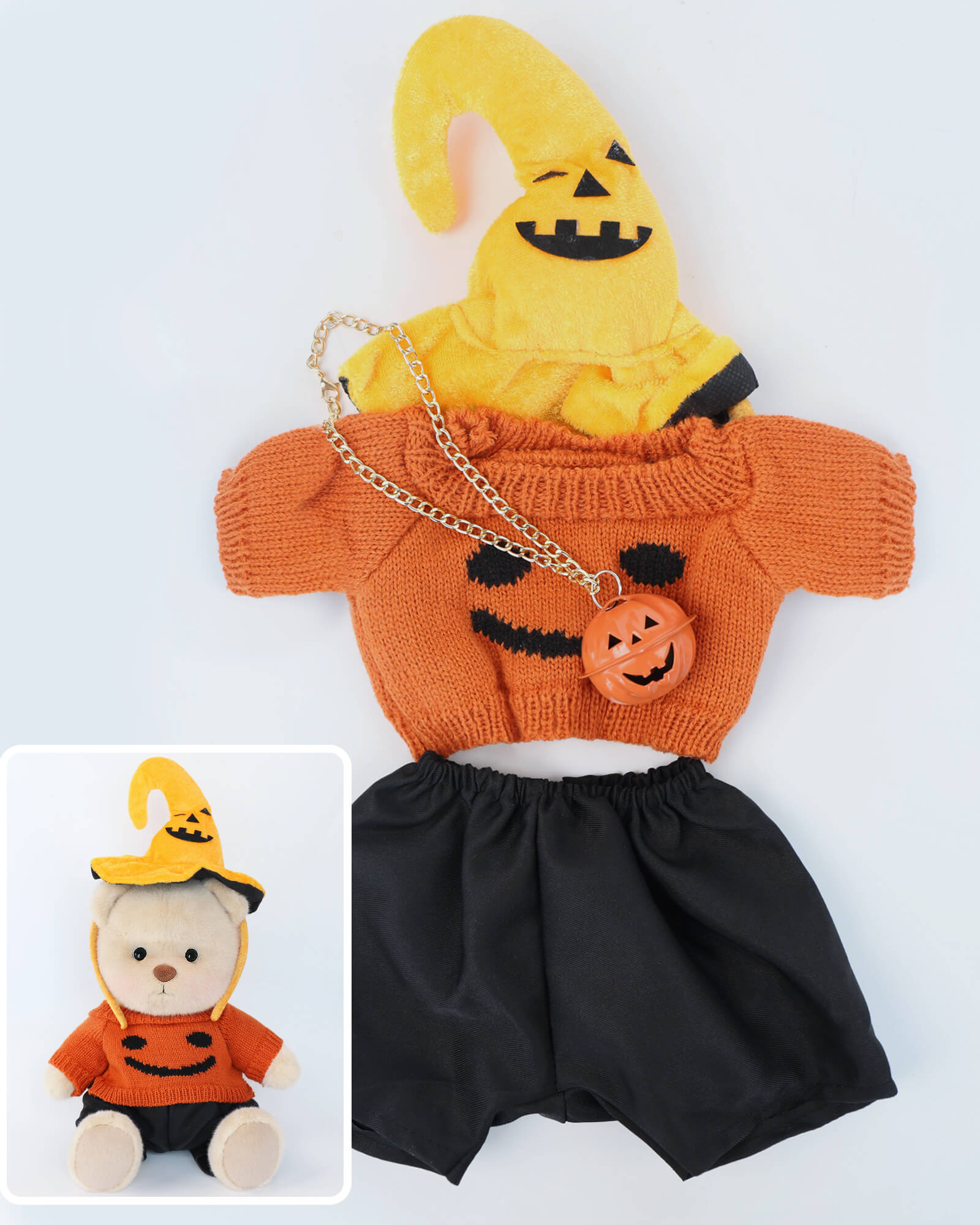 Halloween set with pumpkin necklace | Teddy Bear Clothes-Getahug