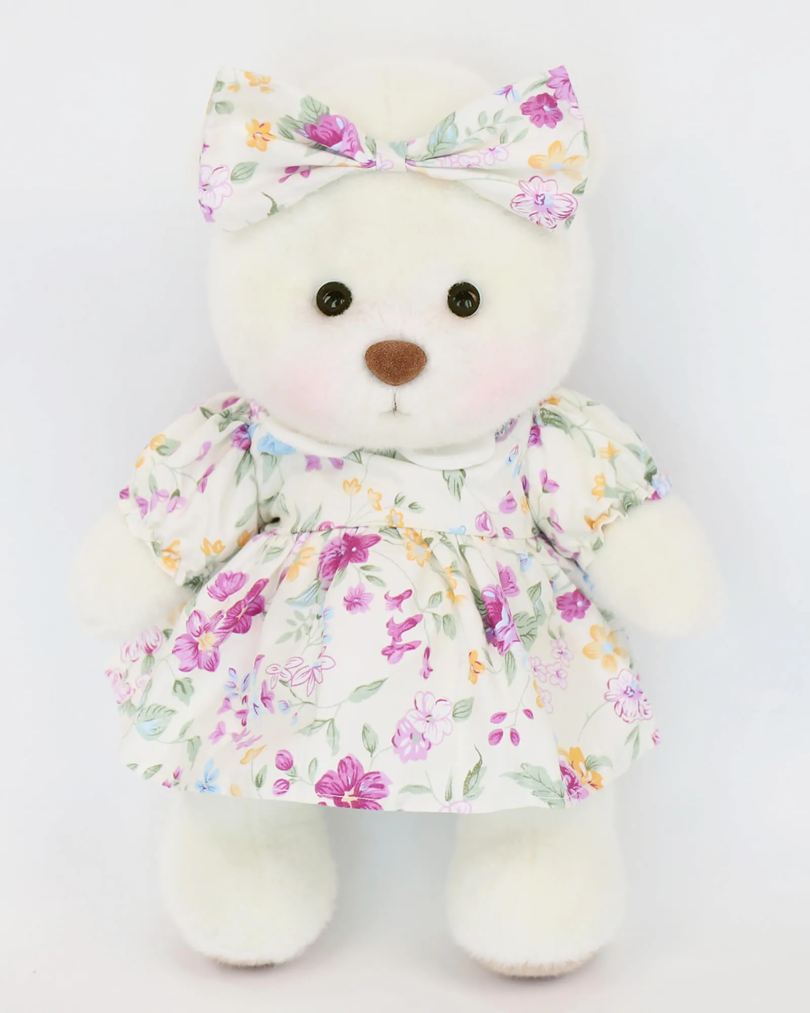 Floral Round Collar Dress Bear | Handmade Jointed Teddy Bear Gift-Getahug