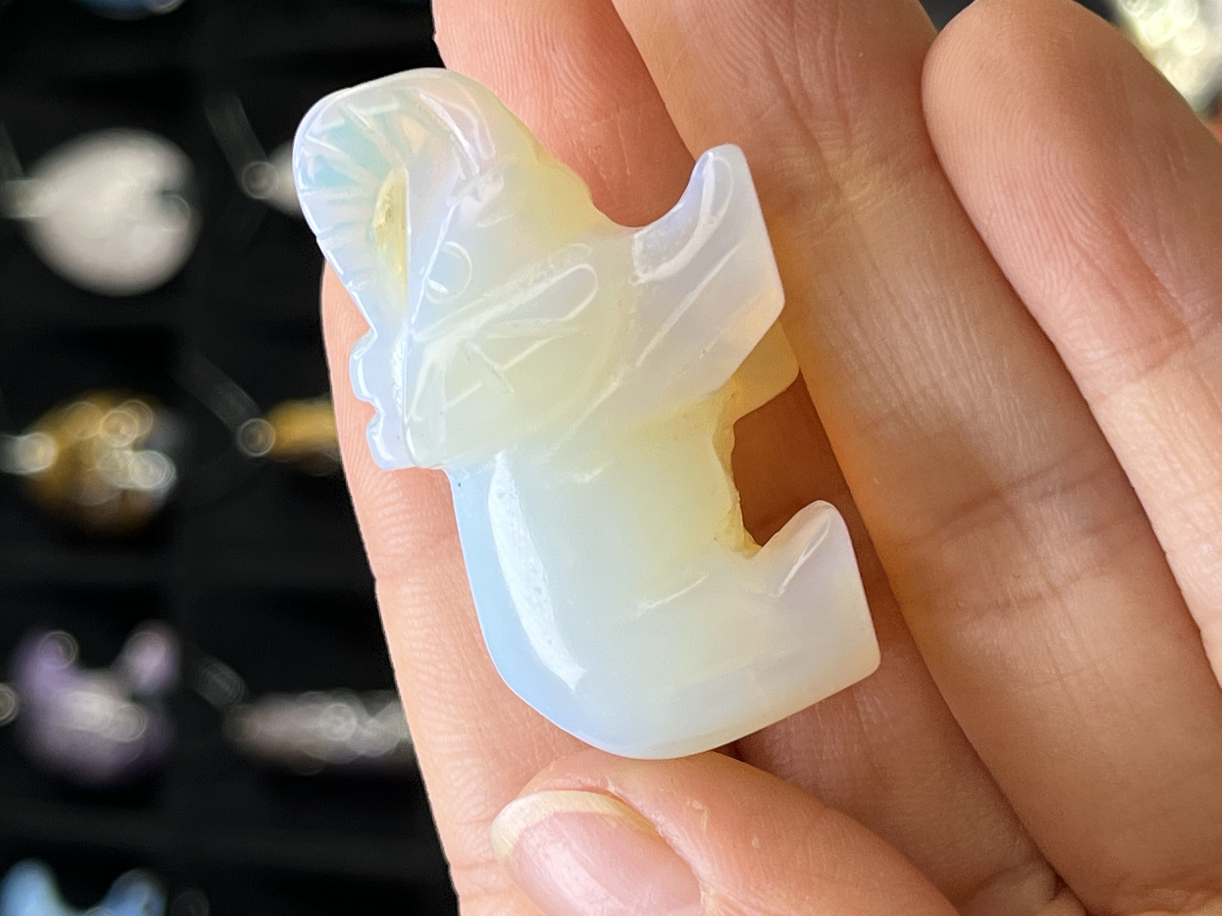 ANKUPON   Crystal Elephant Sculpture Statue Crafts Healing Reiki Pocket Gemstone Figurines 1.5 Inch
