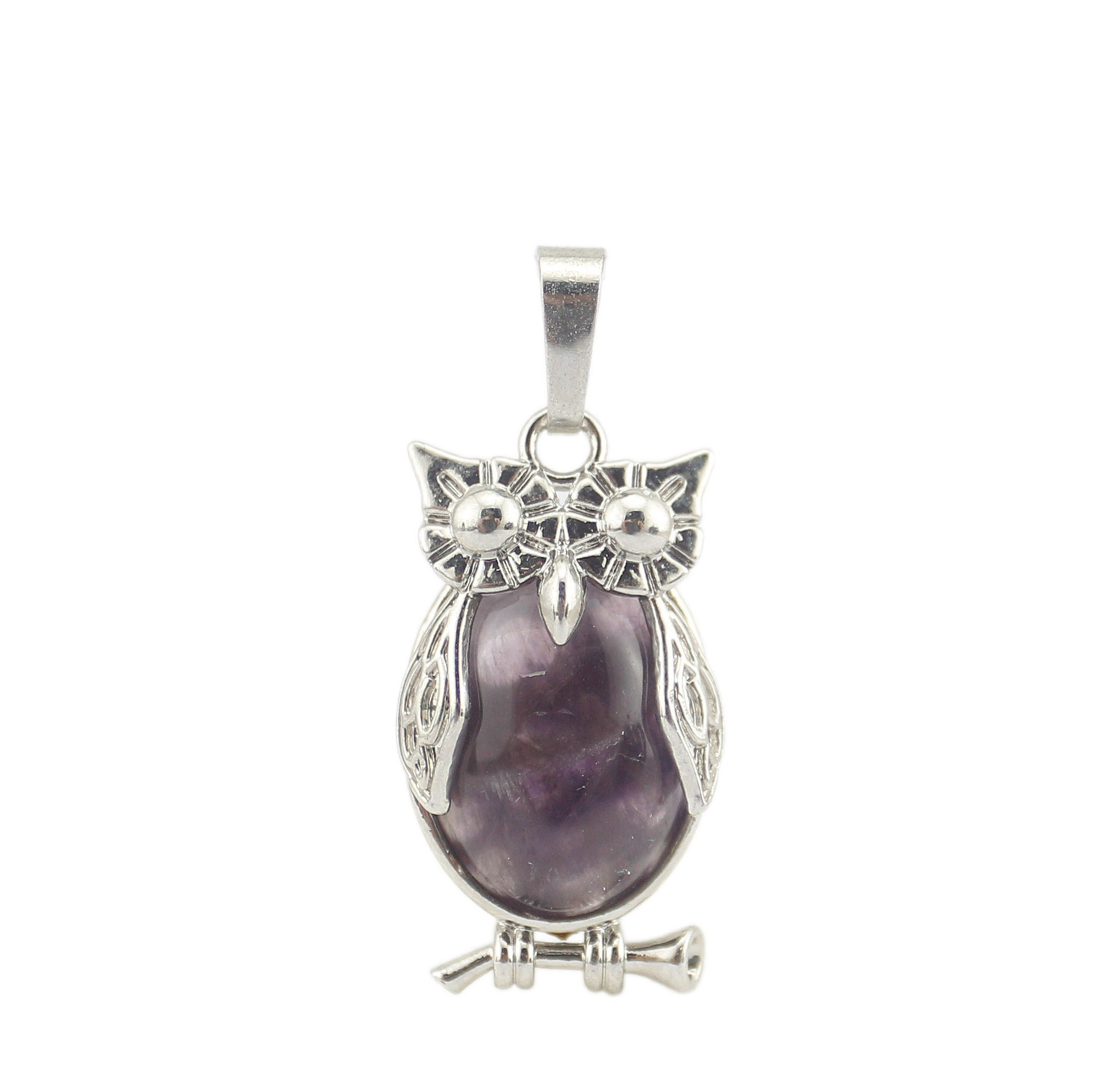 NO.58    1pc crystal  owls pendant +  1 lucky scoop crystal  bag (about 100grams) of mixed well tumbled natural crystal Chakra stones    +1 dice game
