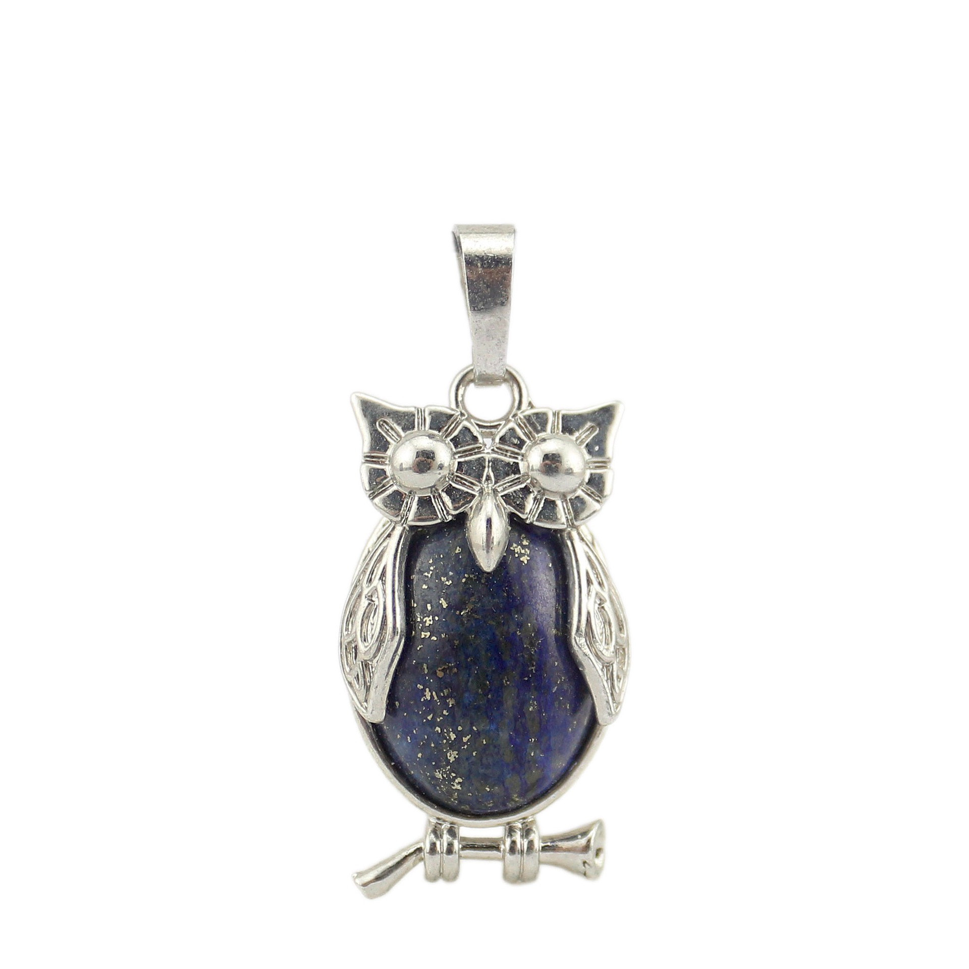 NO.58    1pc crystal  owls pendant +  1 lucky scoop crystal  bag (about 100grams) of mixed well tumbled natural crystal Chakra stones    +1 dice game