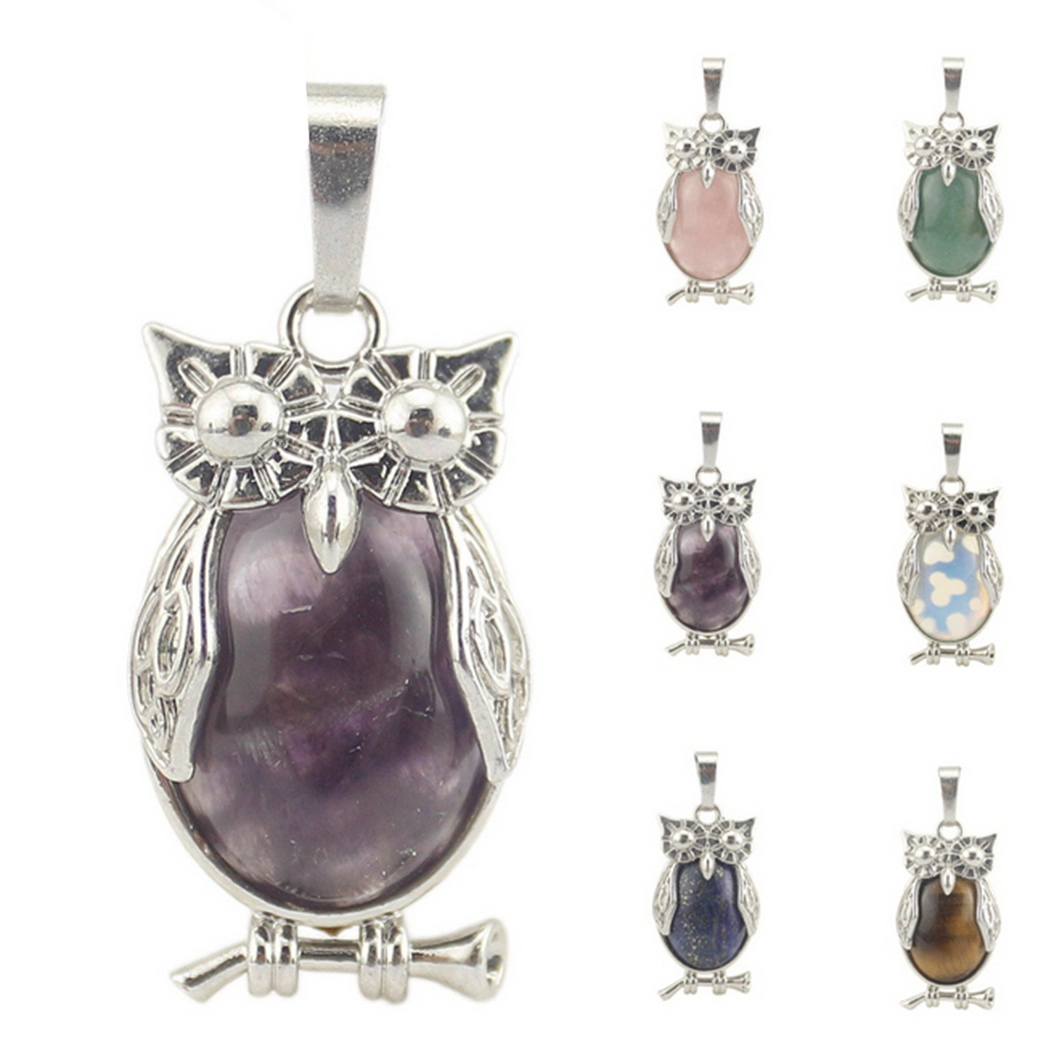 NO.58    1pc crystal  owls pendant +  1 lucky scoop crystal  bag (about 100grams) of mixed well tumbled natural crystal Chakra stones    +1 dice game