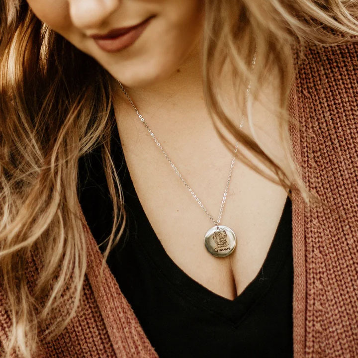 Pet Photo Necklace in Sterling Silver, Pet Memorial Gift, Dog Necklace, Engraving Pet Necklace, Pet Remembrance Jewelry, Gift for Pet Lover