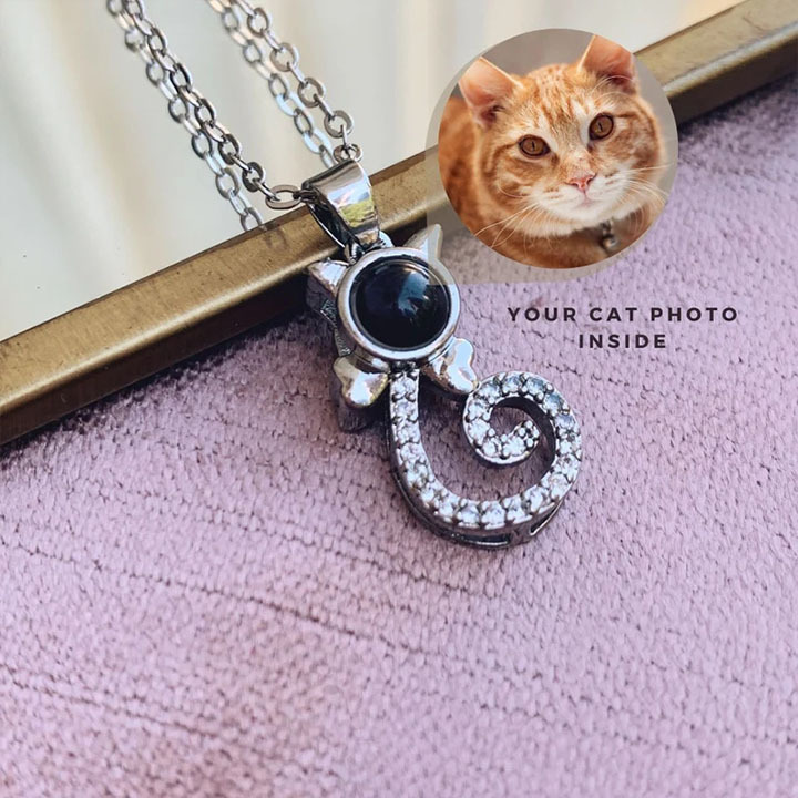 Personalized Pet Photo Projection Necklace, Memorial Gift, Pet Lover Gift