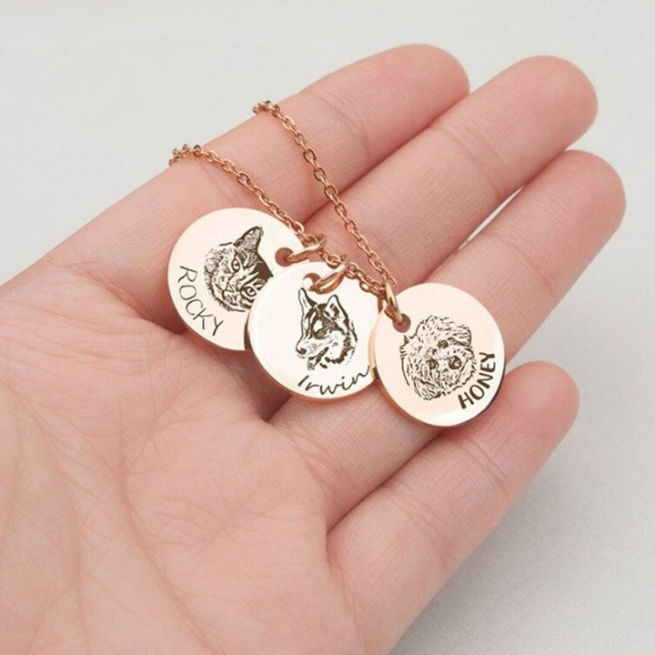 Pet Photo Necklace in Sterling Silver, Pet Memorial Gift, Dog Necklace, Engraving Pet Necklace, Pet Remembrance Jewelry, Gift for Pet Lover