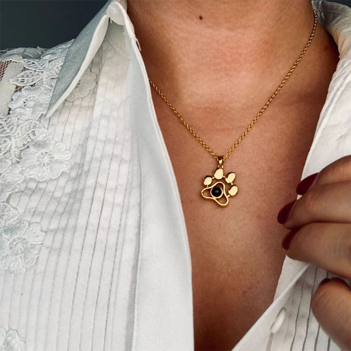 Personalized Pet Photo Projection Necklace, Memorial Gift, Pet Lover Gift