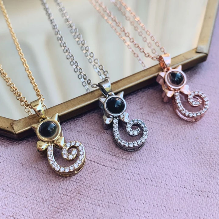 Personalized Pet Photo Projection Necklace, Memorial Gift, Pet Lover Gift