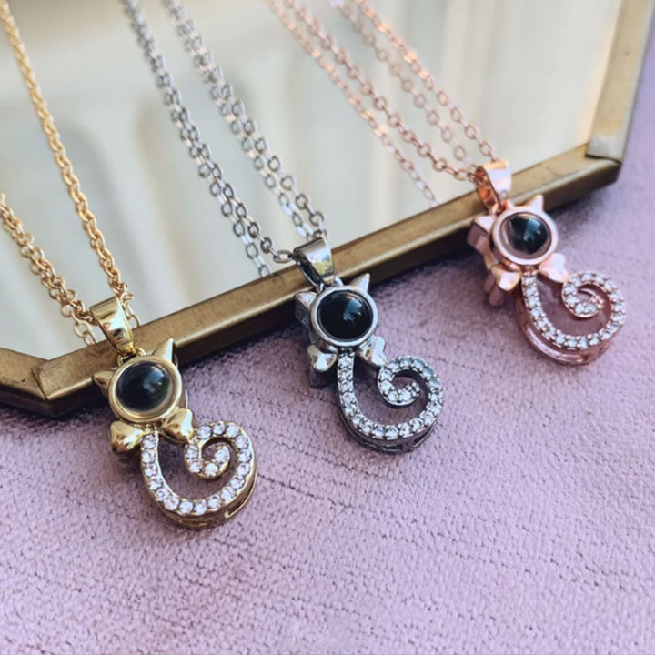 Personalized Pet Photo Projection Necklace, Memorial Gift, Pet Lover Gift