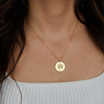 Pet Photo Necklace in Sterling Silver, Pet Memorial Gift, Dog Necklace, Engraving Pet Necklace, Pet Remembrance Jewelry, Gift for Pet Lover