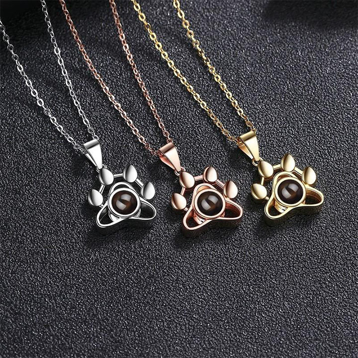 Personalized Pet Photo Projection Necklace, Memorial Gift, Pet Lover Gift