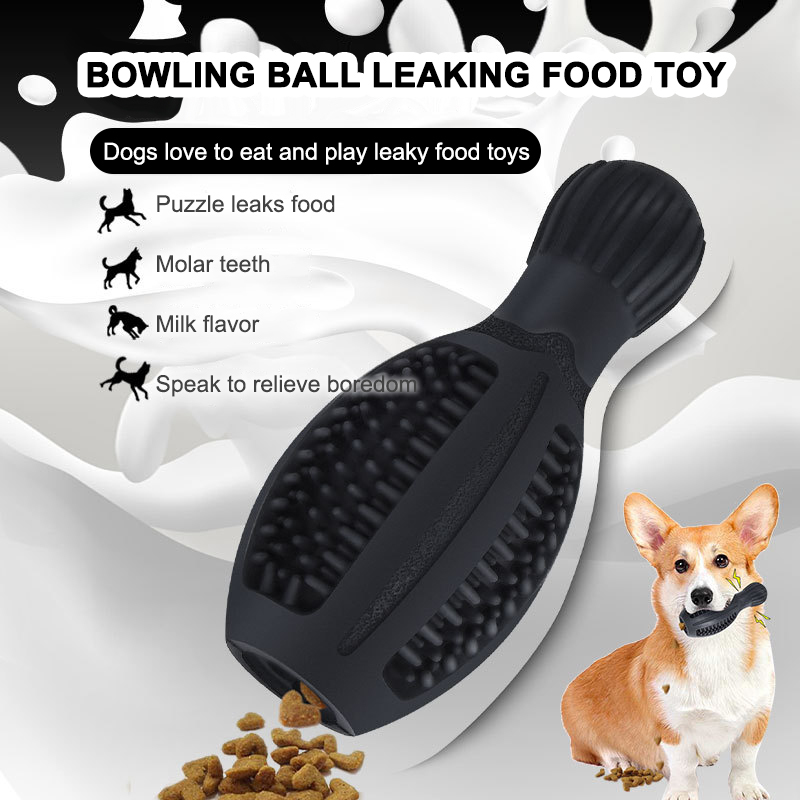 Rubber Bowling Ball Leaking Food Interactive Toy