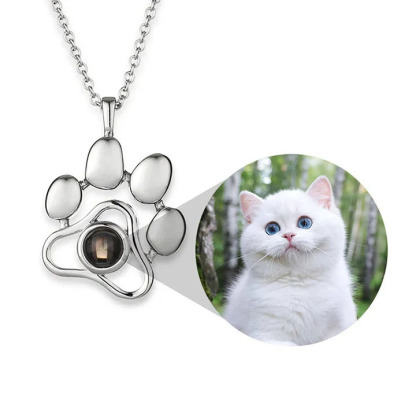 Personalized Pet Photo Projection Necklace, Memorial Gift, Pet Lover Gift