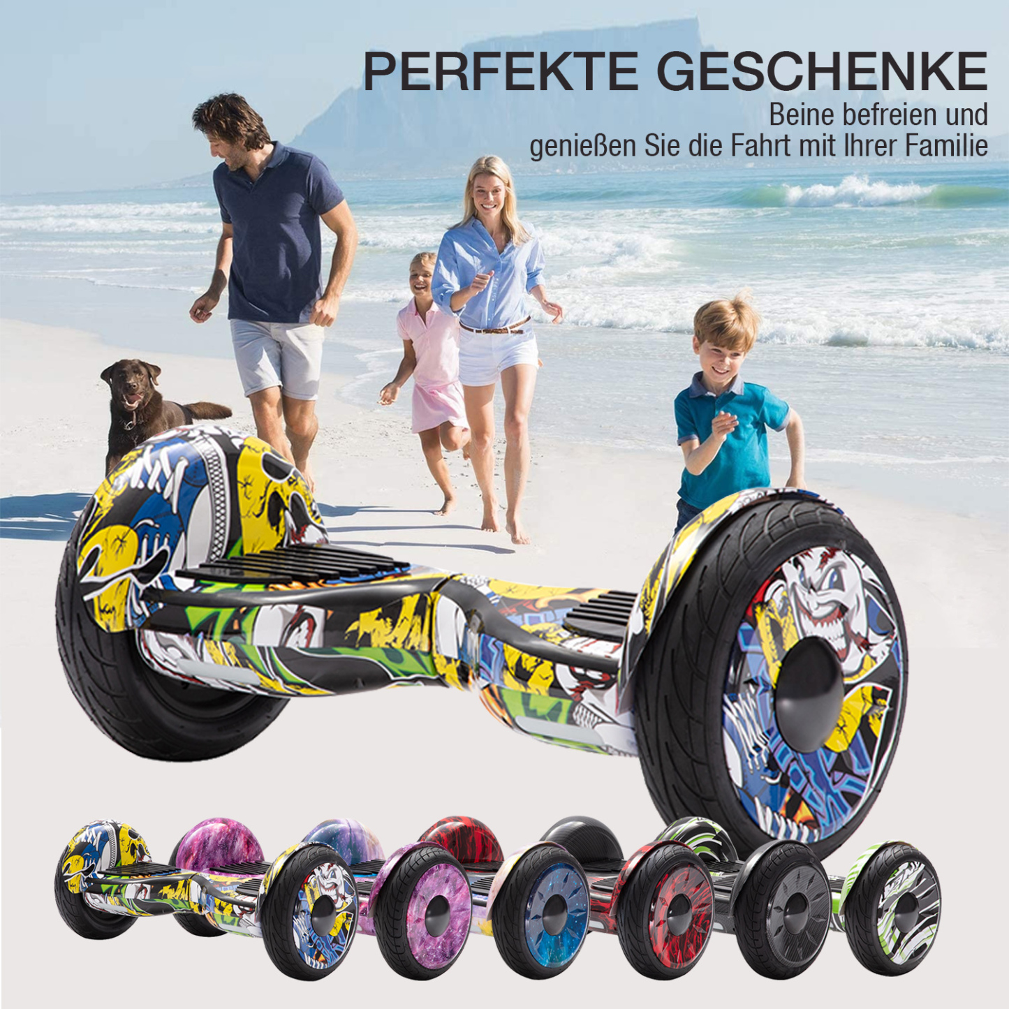 10" Hip Hop Graffiti Hoverboard mit Bluetooth, Musik Lautsprecher und Led Leuchten - 700W 15km/h-Hoverboarde