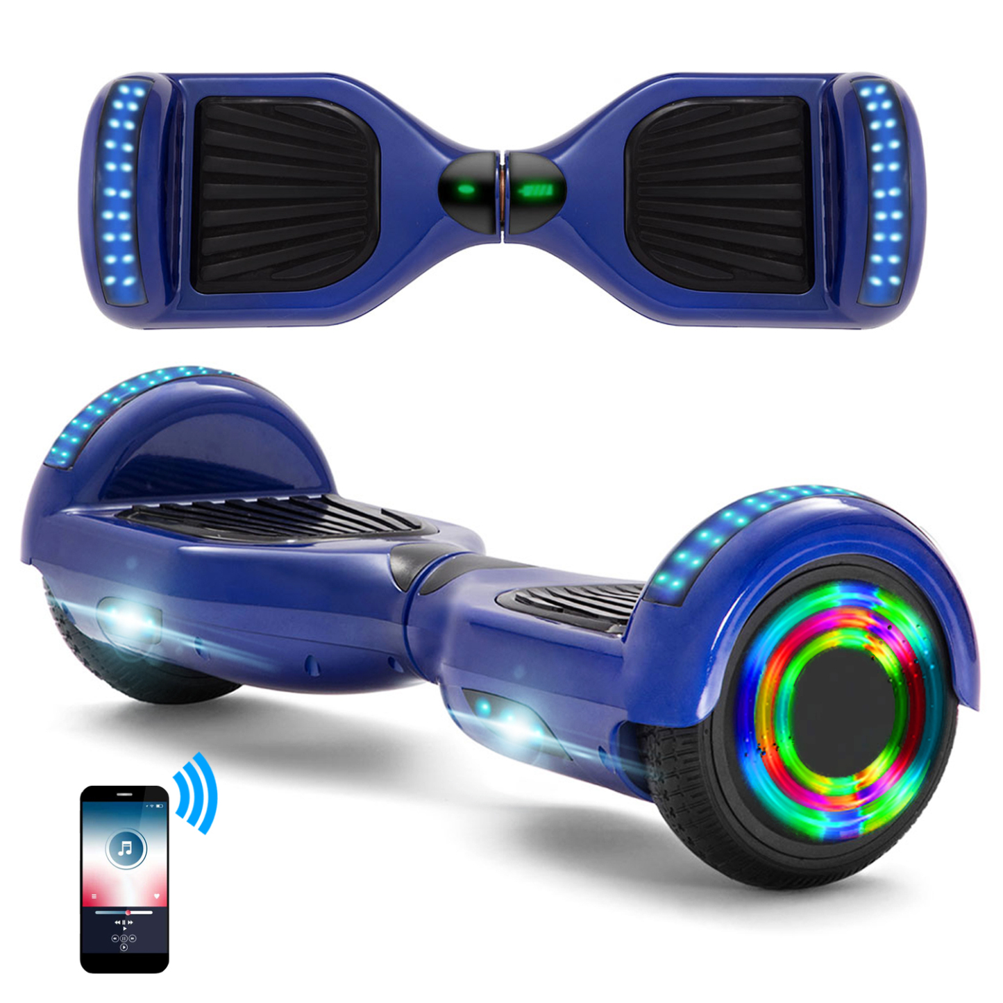 16 Farben Neue 6,5" Hoverboards für Kinder, mit Bluetooth Musik Lautsprecher und Disco LED Licht - 500W 12km/h-Hoverboarde