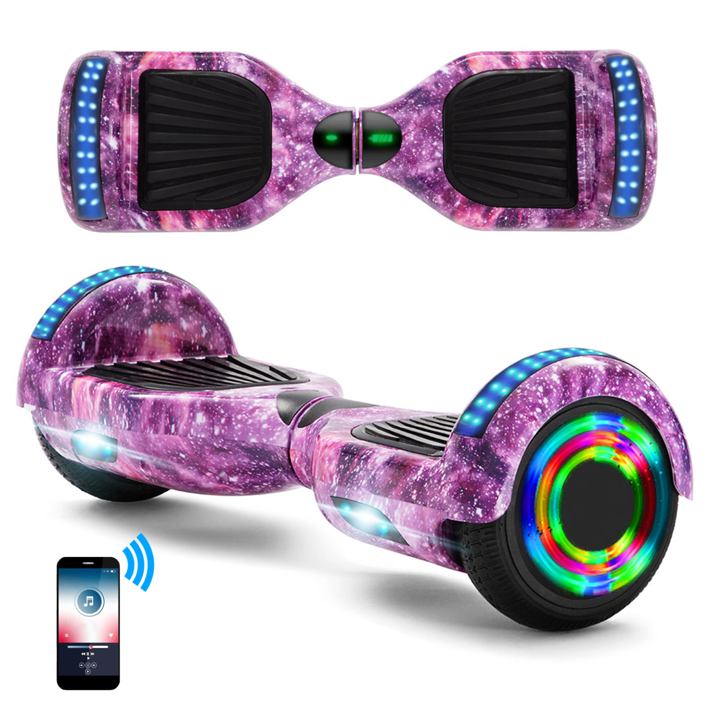 6,5 Zoll Galaxie Lila Hoverboard für Kinder Bluetooth Lautsprecher Musik LED Lichter Deutschland