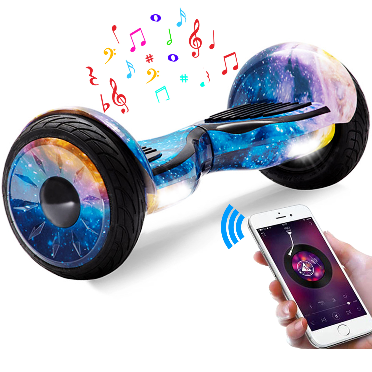 10" blaue Galaxie Hoverboard mit Bluetooth, Musik Lautsprecher und Led Leuchten - 700W 15km/h