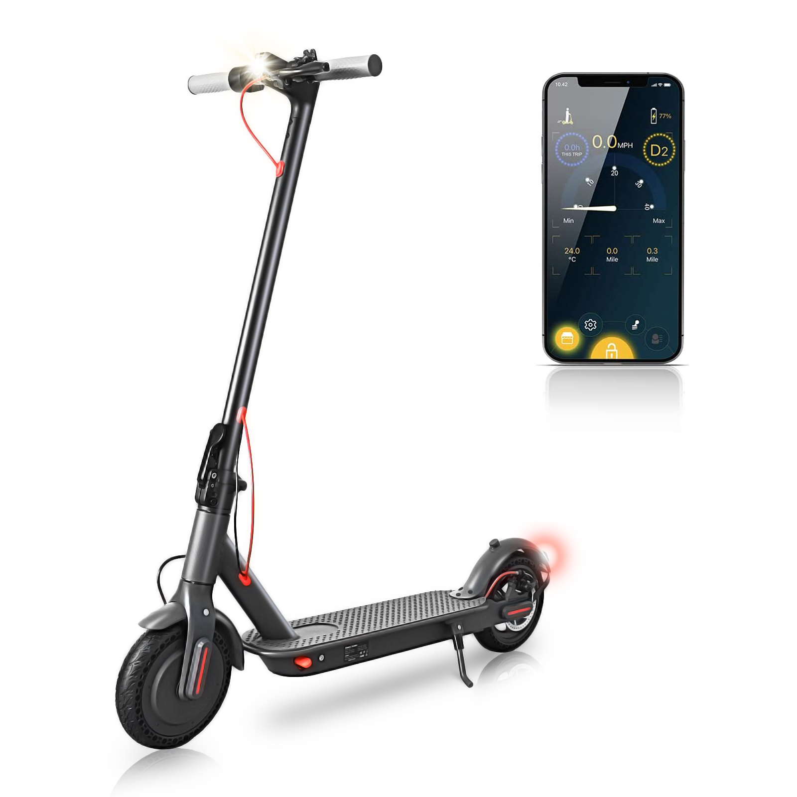 BZKJPro E-Scooter ohne Straßenzulassung 8,5-Zoll Schwarz, 350W Motor, Max. 30km/h, 36V 10Ah Akku, 35km Reichweite