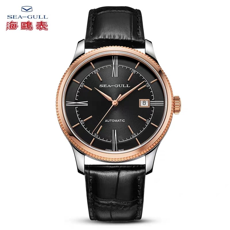 SEA-GULL Business Watches Men's Mechanical Wristwatches Calendar 30m Waterproof Leather Valentine Male Watches 819.17.6077
