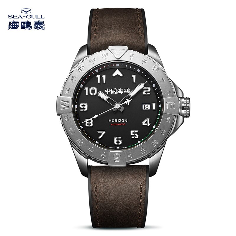 New Seagull Watch HORIZON Skyline Series Compass Pilot Men's Watch Aviation Chronograph Mechanical Watch 1123 For Man