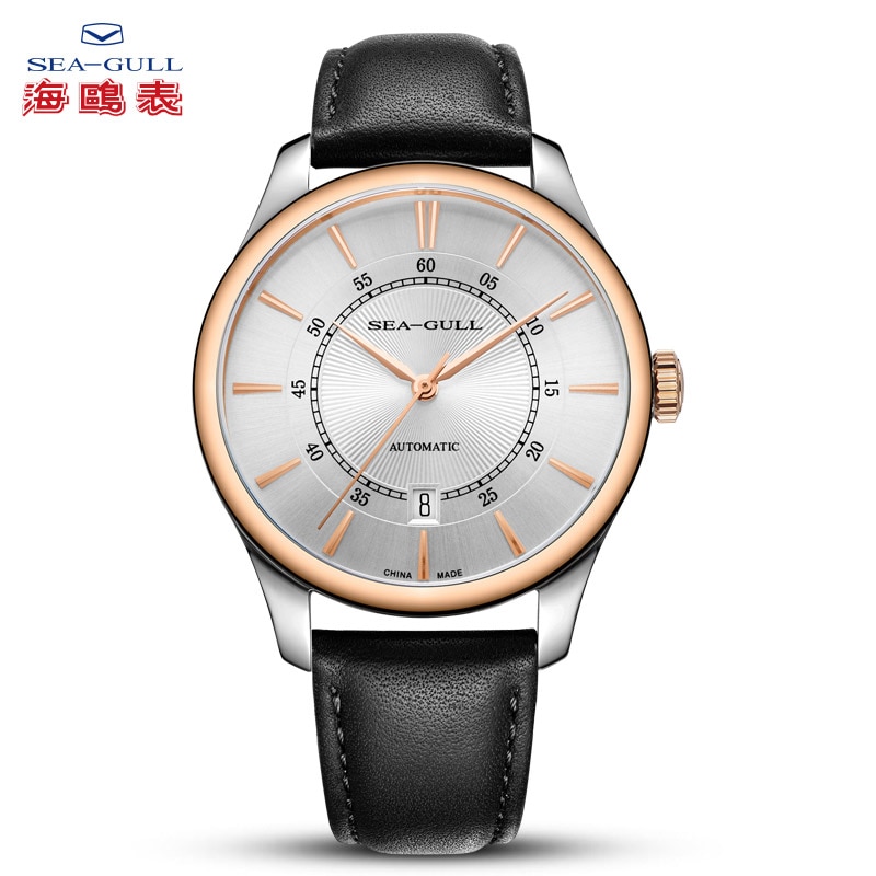 Seagull Men's Watch Automatic Mechanical Watch Waterproof Leather Strap Calendar Business Men's Watch 6074 Mechanical Series