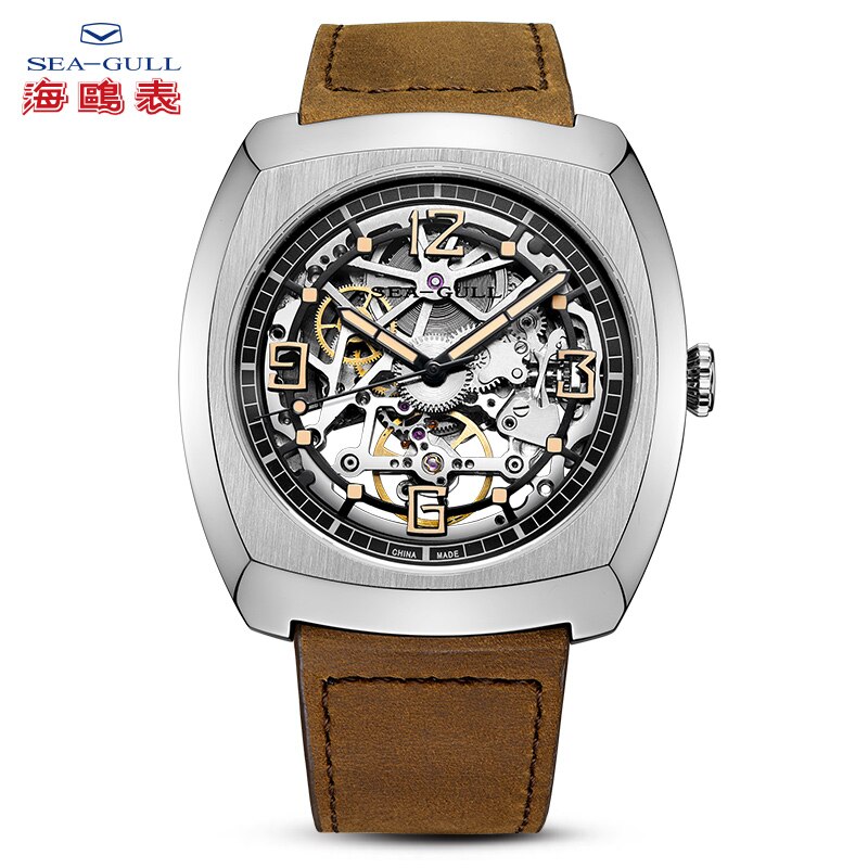 2021 Seagull Watch Men's Barrel Automatic Mechanical Watch Hollow Perspective Luminous New Male Watches Large Dial 849.27.6094