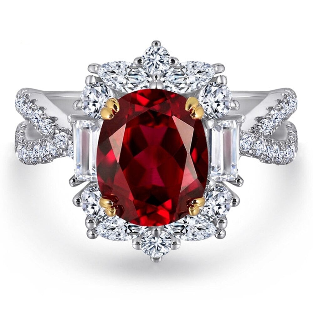 Precious Oval Crystal Ruby Resizable Ring