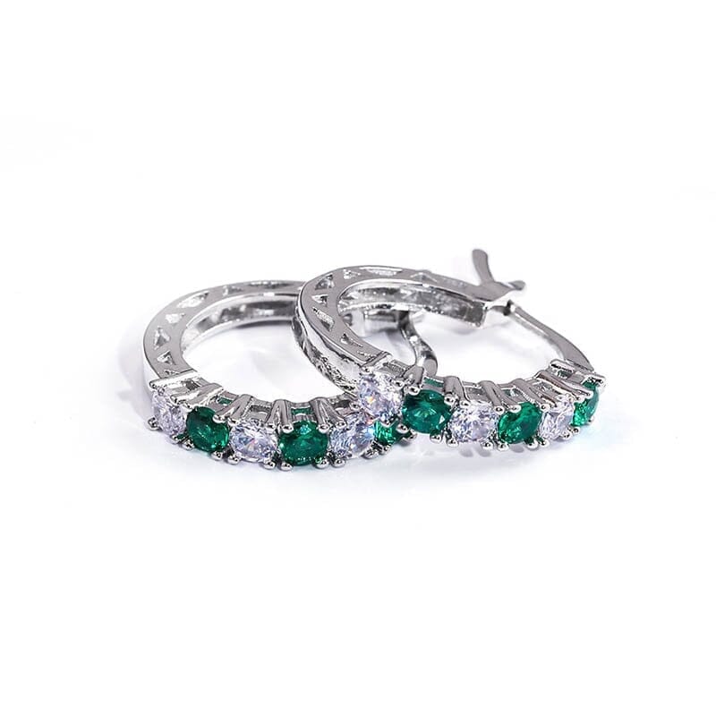Silver Love Sapphire Emerald Amethyst Ruby Earrings