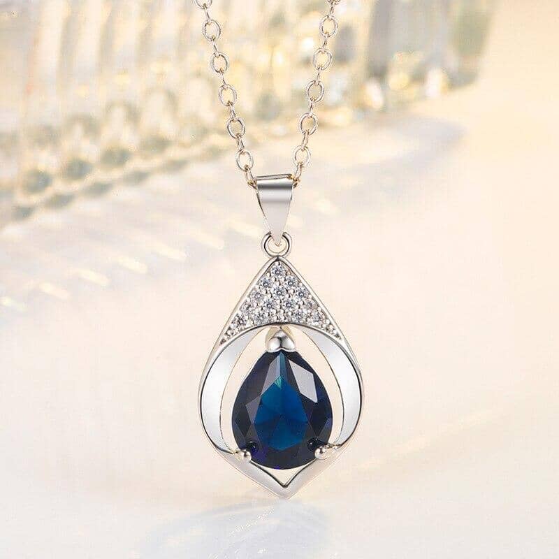 Collares Mujer Blue Sapphire Necklace - S925 Sterling Silver