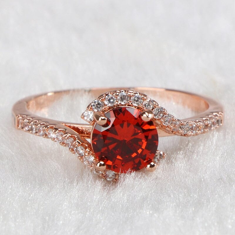 Pretty Rose Gold Ruby Ring - 925 Sterling Silver