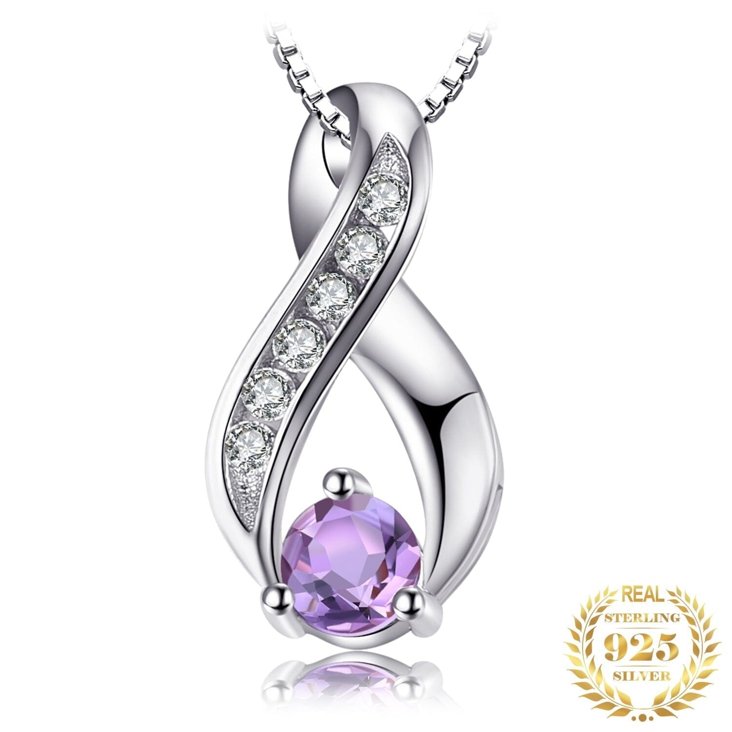 Infinity Amethyst Pendant Necklace - 925 Sterling Silver