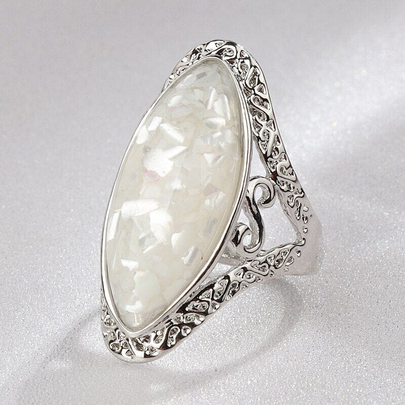Classic Style Coral Oval Finger Ring