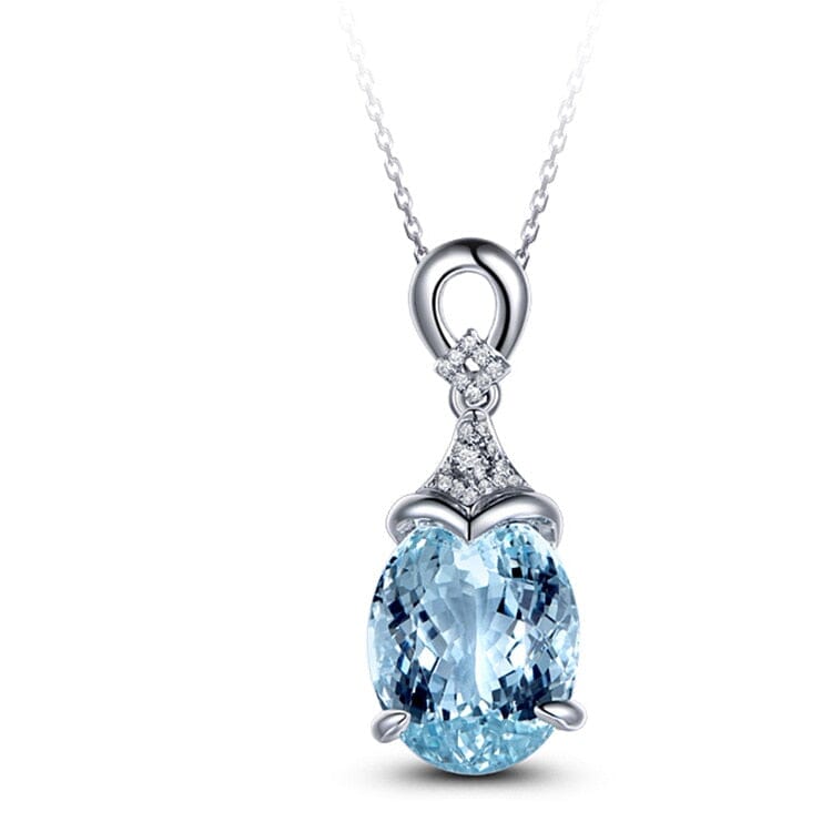 Fine Luxury Blue Topaz Pendant Necklace - 925 Sterling Silver