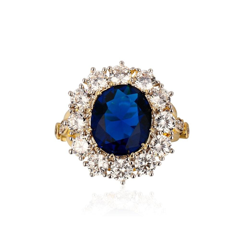 Luxury Sapphire Zircon Golden Ring