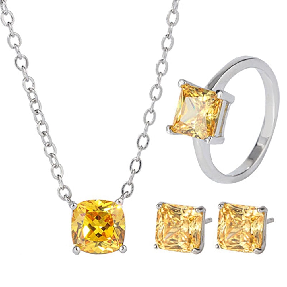 Classic Style Citrine Set - 925 Sterling Silver