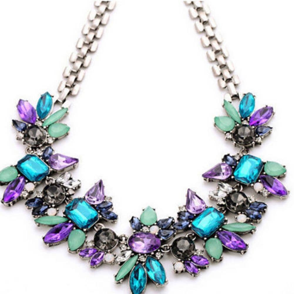 Amethyst Sapphire Crystal Flower Pendant Necklace
