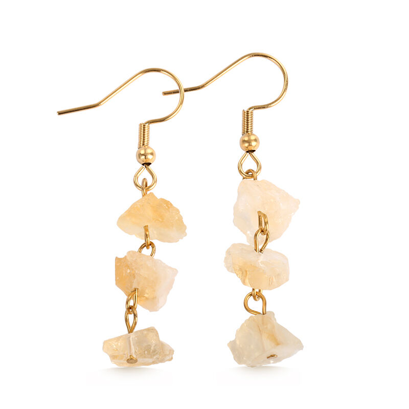"Promotion of Happiness" Natural Citrine Drop Earrings