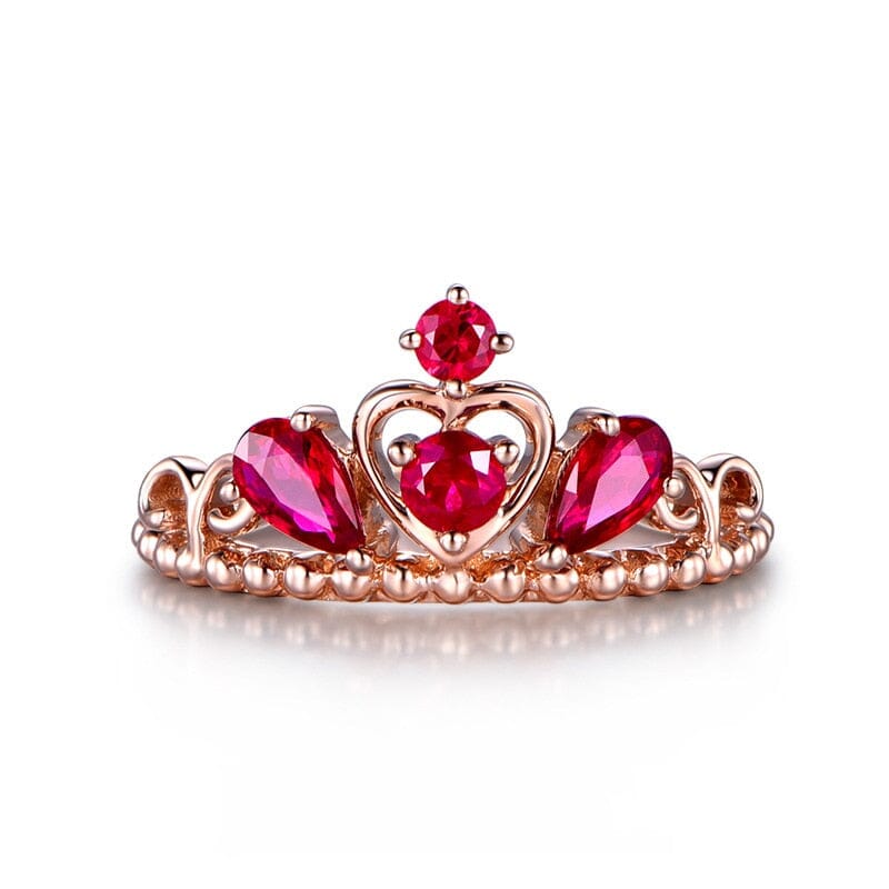 Classic Queen Crown Ruby Ring