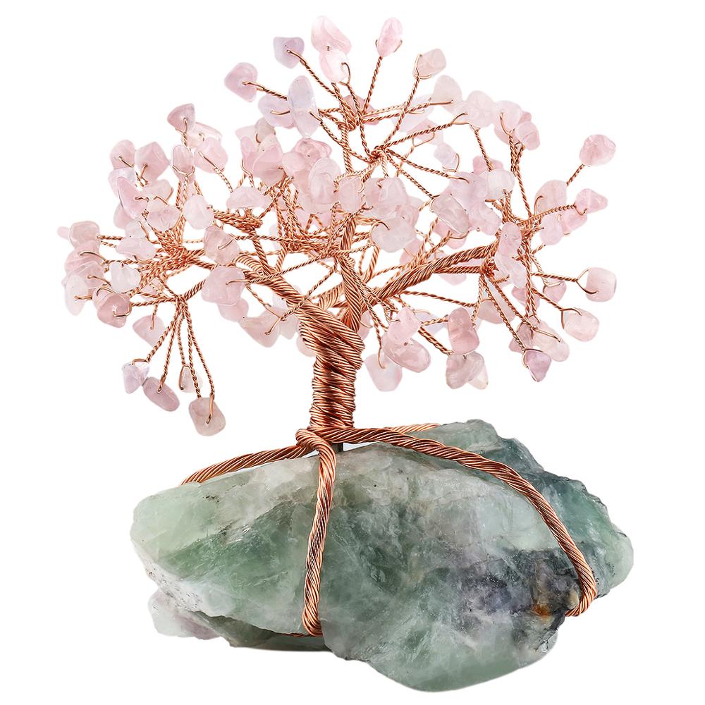 Copper Wire Wrapped Fluorite Rose Quartz Money Tree