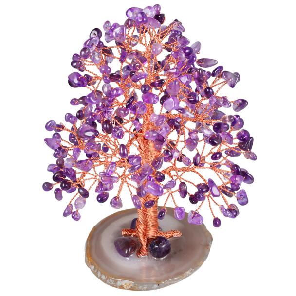 Agate Base Natural Crystal Money Tree Decor for Wealth and Luck