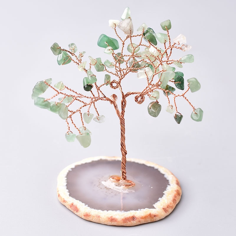 Handmade Crystal Lucky Tree Amethyst Rose Quartz Agate for Office Decor