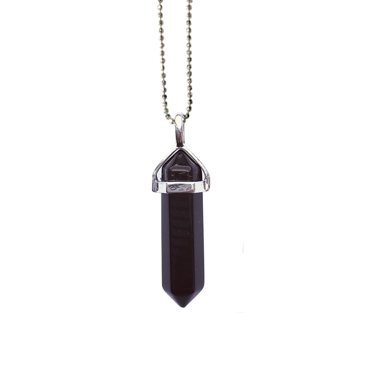 Onyx Crystal Protection Pendant Silver Necklace 