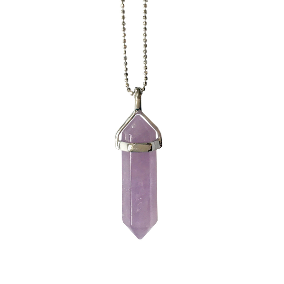 Amethyst Crystal Peace Pendant Silver Necklace 