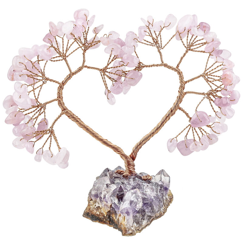 "Radiate Love" Heart-Shaped Natural Rose Quartz Feng Shui Tree