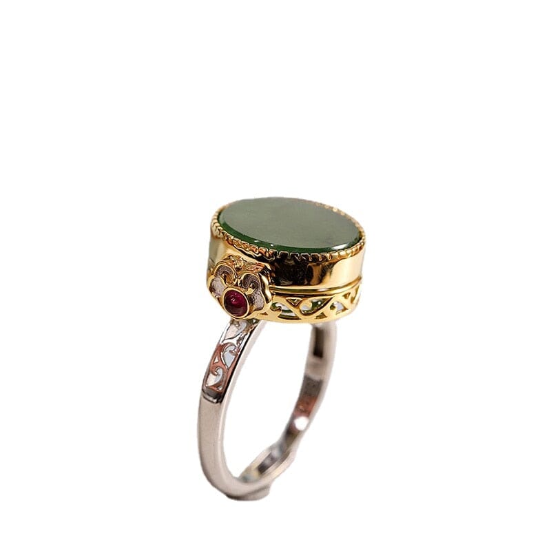 Green Chalcedony Hetian Jade Exquisite Resizable Ring