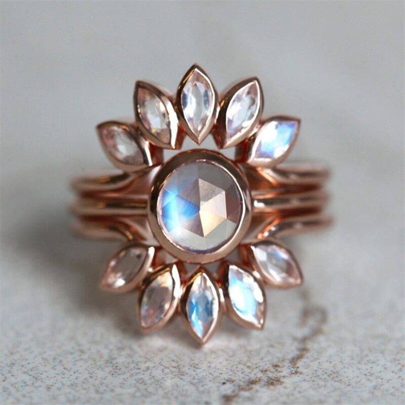 Exquisite Flower Moonstone Ring