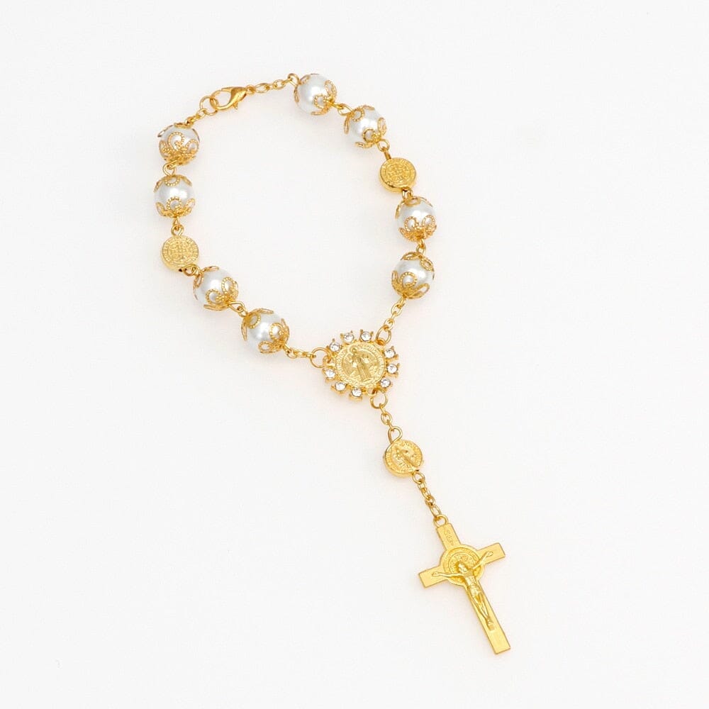 WWJD Rosary Catholic Religious Bead Cross Bracelet