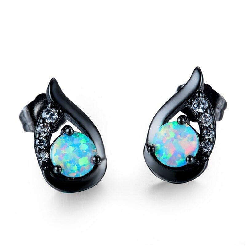 New Mystic White Fire Opal Stud Earrings