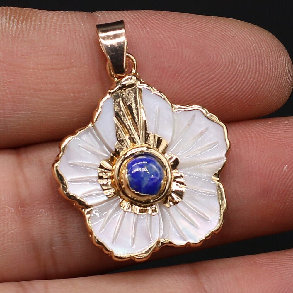 Natural Stone Flower and Shell Shaped Pendants